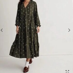 Madewell Green Floral Midi Dress - Size M